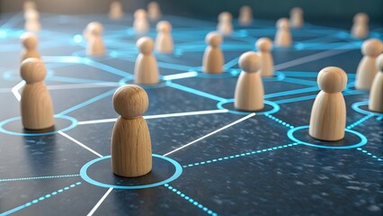 Networking & Connections – Digital Communication with Wooden Figures