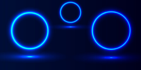 Neon frames with smoke and sparkles, gradient LED borders with fog and glowing particles.  Purple neon glowing circle on dark background, featuring a circle, rectangle, and vertical rectangle.