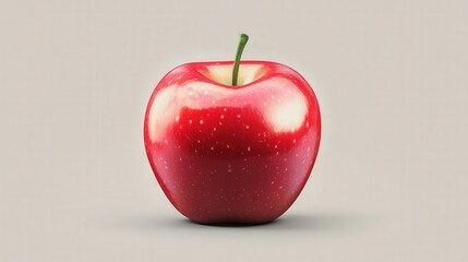 Vibrant Apple on Creamy Canvas: A singular, perfectly ripe red apple, boasting a crisp and clean aesthetic, stands out against a softly blended background, presenting a fresh, healthy.