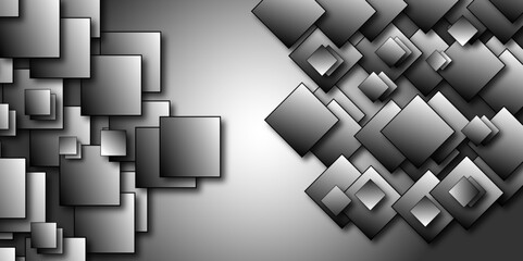 Abstract geometric white and grey rectangle and square pattern background. Abstract paper rectangle design silver background texture. Modern abstract geometric background.