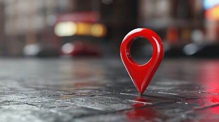 3D red location pin icon on a transparent background, simple design, with white space around the elements for easy collage, 32k image