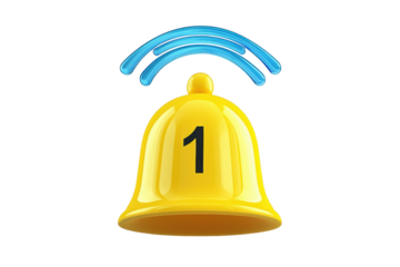 Isolated Notification Bell with Number 1 Symbol