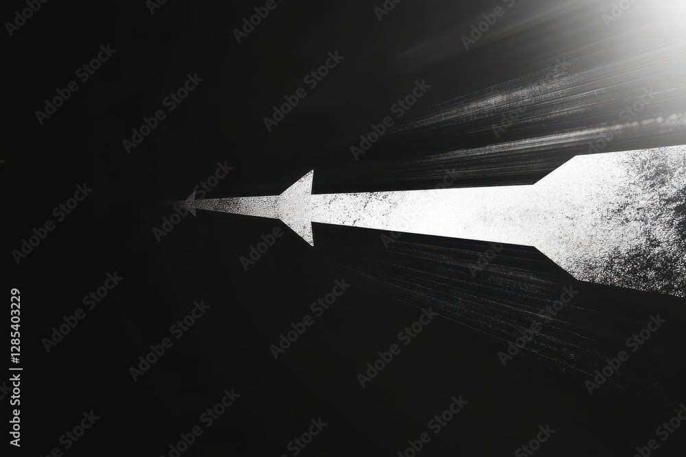 Poster dynamic arrows creating motion graphics against a contrasting dark background, arrows on a black or 