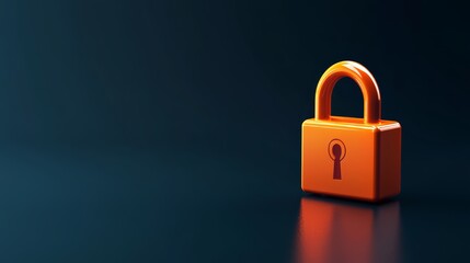 Fototapeta premium Orangepadlock on dark background symbol of security and protection secured