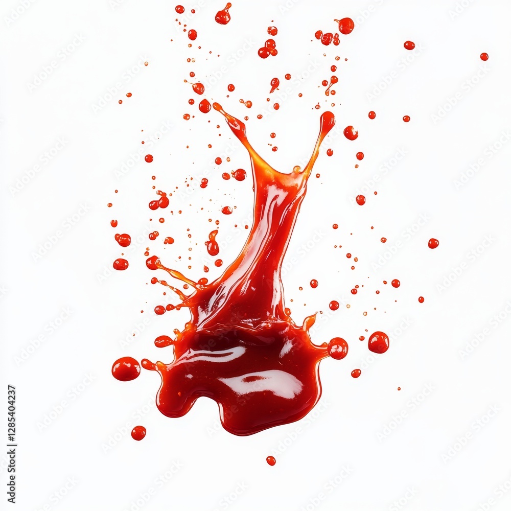 Fototapete dynamic red liquid splash on white background: capturing motion and vivid color in a fluid burst