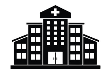 Hospital icon and buildings Silhouette vector illustration