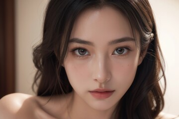 A woman with long dark hair and brown eyes