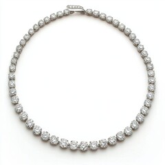 A diamond tennis necklace with a continuous row of sparkling diamonds, elegantly curved
