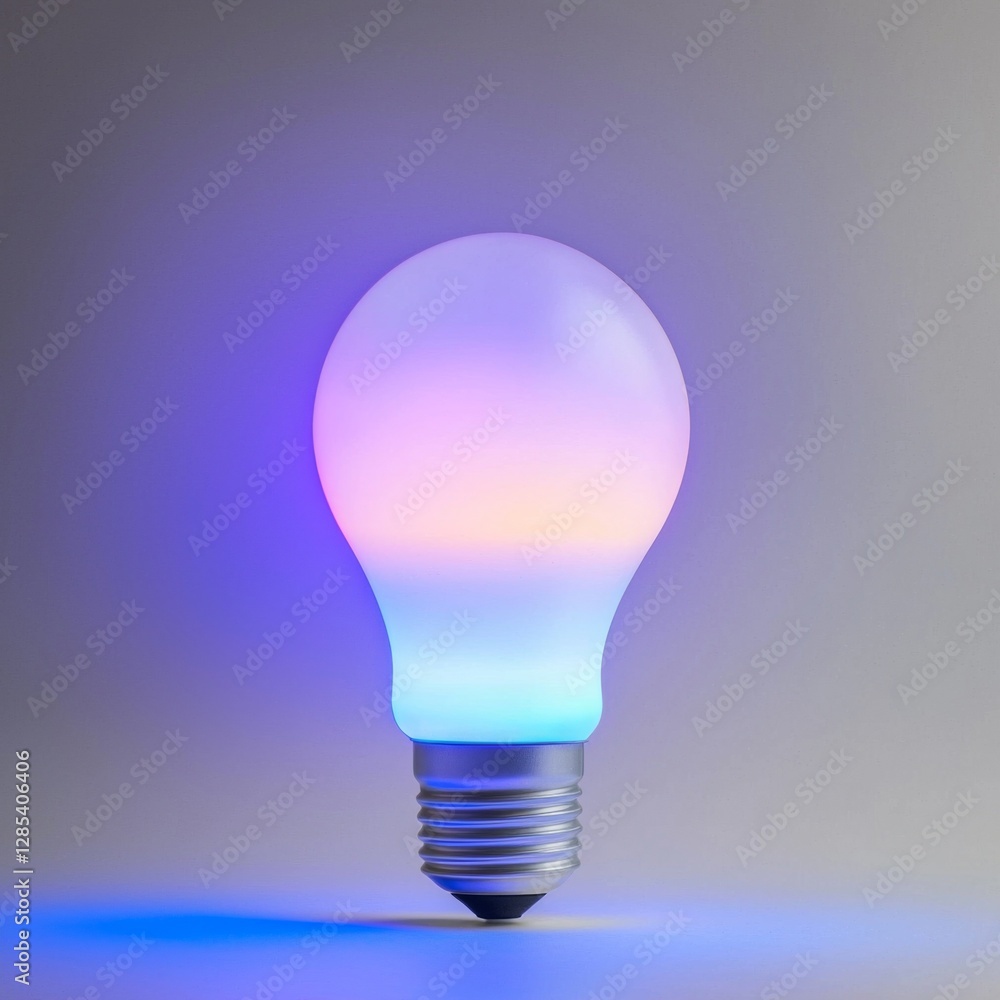 Poster a futuristic-looking smart light bulb with a sleek design and color-changing capabilities