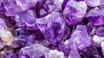 Fototapeta premium Amethyst crystals close up. Purple gemstone background.