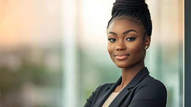 Confident businesswoman in blazer, embodying professionalism and leadership.
