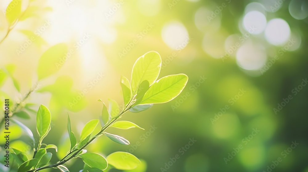 Aufkleber sunlit green leaves in a lush garden setting highlighting a warm and inviting summer vibe : generati