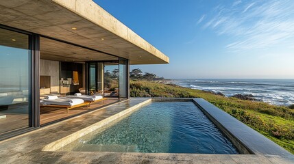 Oceanview luxury home with infinity pool, coastal cliffside setting, relaxation