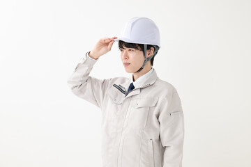 作業服を着た男性　ヘルメット　作業員