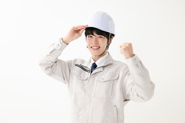 作業服を着た男性　ヘルメット　作業員