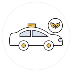 Naklejka premium Low Carbon icon, Eco-Friendly Taxi Service, Sustainable Urban Mobility, Green Ride Low Carbon Taxi, vector