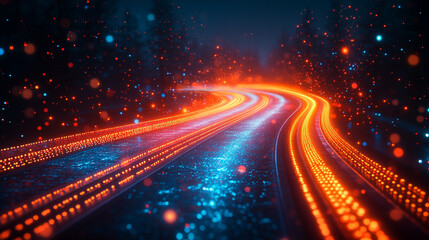 Futuristic abstract HUD interface with glowing holographic elements and data streams Symbolizing advanced technology artificial intelligence and digital innovation in a sci-fi virtual environment

