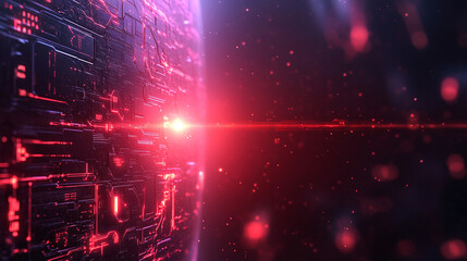 Futuristic abstract HUD interface with glowing holographic elements and data streams Symbolizing advanced technology artificial intelligence and digital innovation in a sci-fi virtual environment

