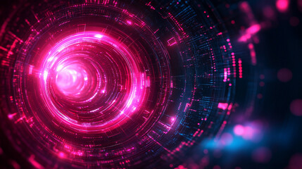 Futuristic abstract HUD interface with glowing holographic elements and data streams Symbolizing advanced technology artificial intelligence and digital innovation in a sci-fi virtual environment

