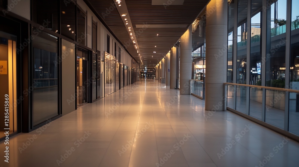 Aufkleber modern shopping center interior with gorgeous lighting and open spaces : generative ai