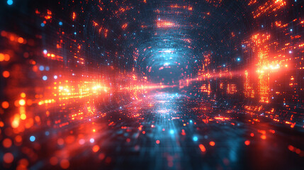 Futuristic abstract HUD interface with glowing holographic elements and data streams Symbolizing advanced technology artificial intelligence and digital innovation in a sci-fi virtual environment

