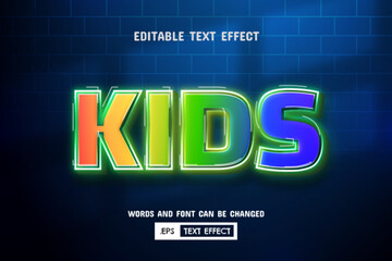Kids text - editable colorful neon text effect