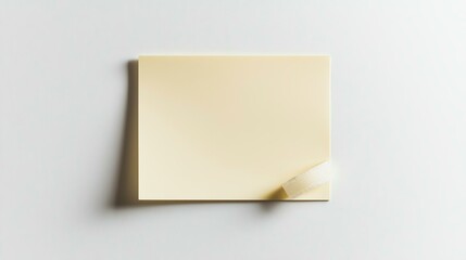 Blank yellow sticky note on a white surface, ready for messages or reminders, with a slightly curled corner.