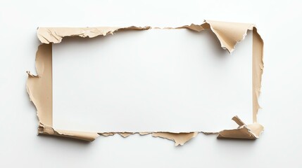 Framed torn paper edges create a minimalist border with textured detail and negative space in the center.