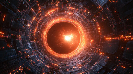 Futuristic abstract HUD interface with glowing holographic elements and data streams Symbolizing advanced technology artificial intelligence and digital innovation in a sci-fi virtual environment

