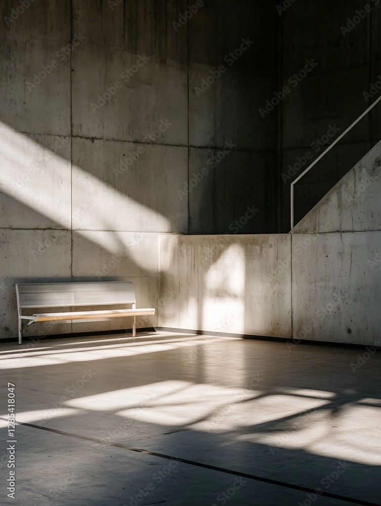 Aufkleber minimalist space with concrete walls and natural light streaming through windows : generative ai