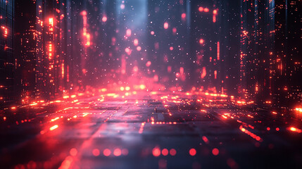 Futuristic abstract HUD interface with glowing holographic elements and data streams Symbolizing advanced technology artificial intelligence and digital innovation in a sci-fi virtual environment

