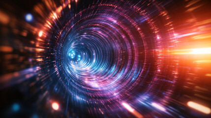 Futuristic abstract HUD interface with glowing holographic elements and data streams Symbolizing advanced technology artificial intelligence and digital innovation in a sci-fi virtual environment

