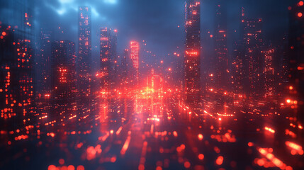 Futuristic abstract HUD interface with glowing holographic elements and data streams Symbolizing advanced technology artificial intelligence and digital innovation in a sci-fi virtual environment

