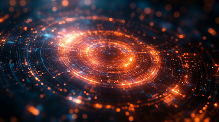 Futuristic abstract HUD interface with glowing holographic elements and data streams Symbolizing advanced technology artificial intelligence and digital innovation in a sci-fi virtual environment

