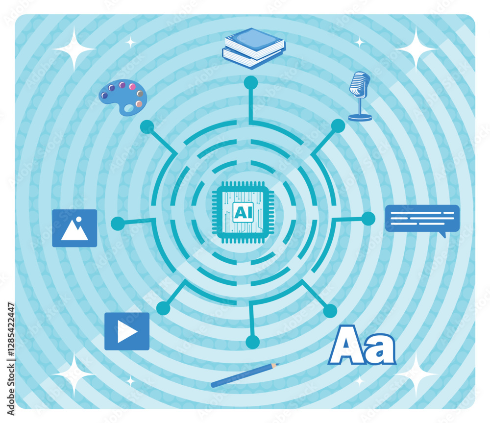 Aufkleber generative artificial intelligence concept. a digital graphic layout.