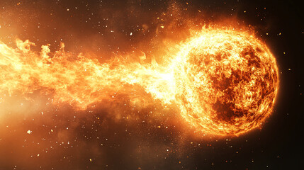 Obraz premium Blazing sun dominates a parched landscape symbolizing global overheating Intense heat waves and cracked earth represent climate change urgency and the impact of extreme solar radiation on the planet