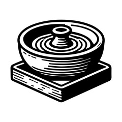 Simple Vector Icon of a Pottery Wheel – Logo Design Illustration