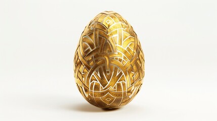 Intricate Golden Easter Egg with Ornate Patterns PNG