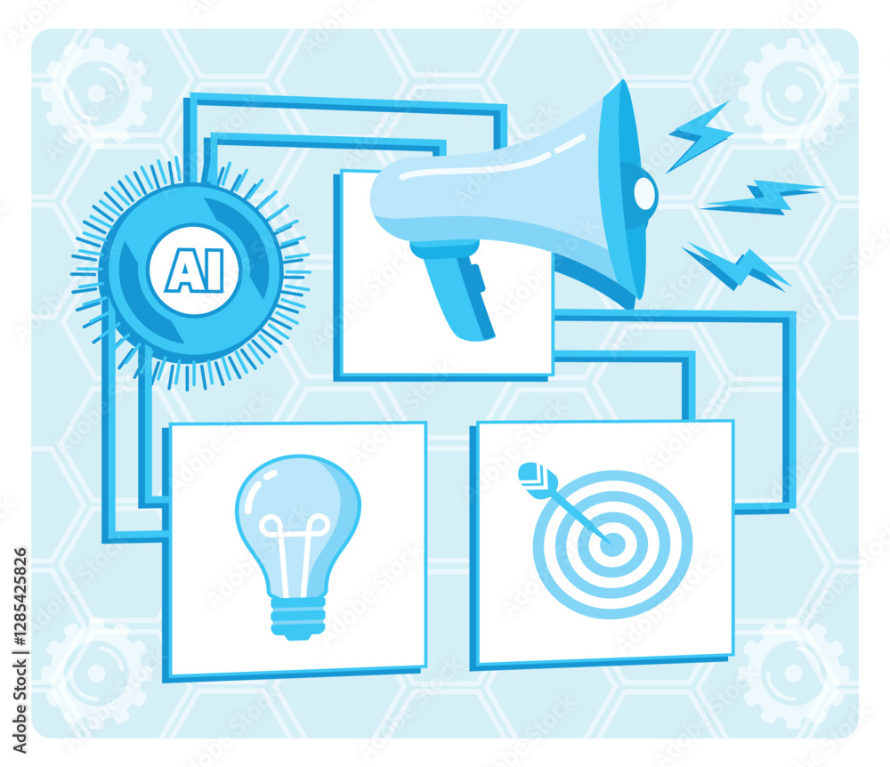 Aufkleber ai generated pr content. ai technology and innovation with communication and goal representation.