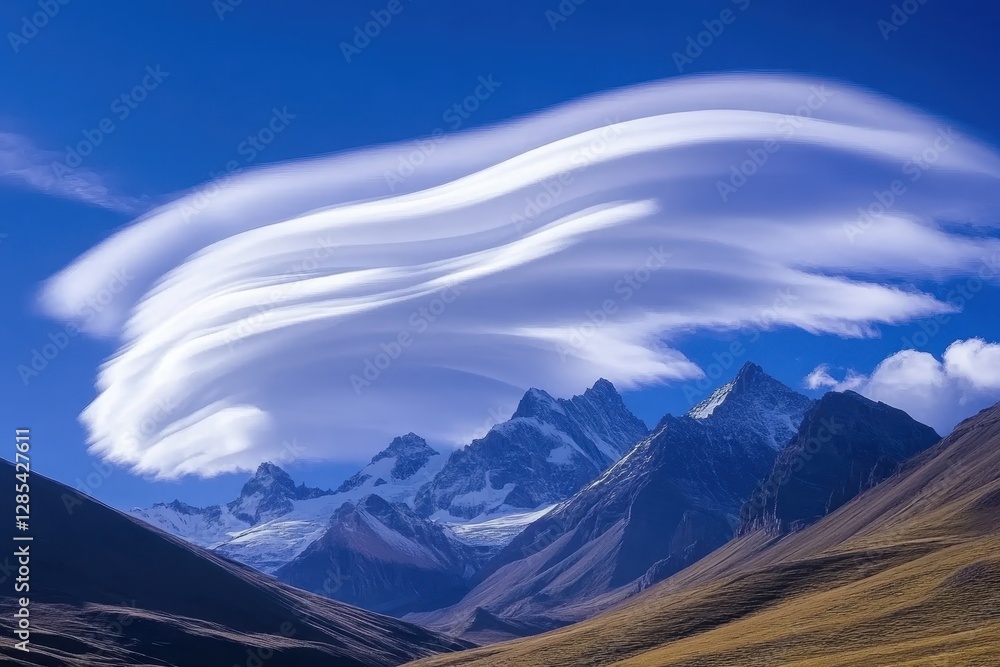 Poster clouds cascade over majestic mountains in a stunning timelapse, time-lapse of clouds rolling on the 