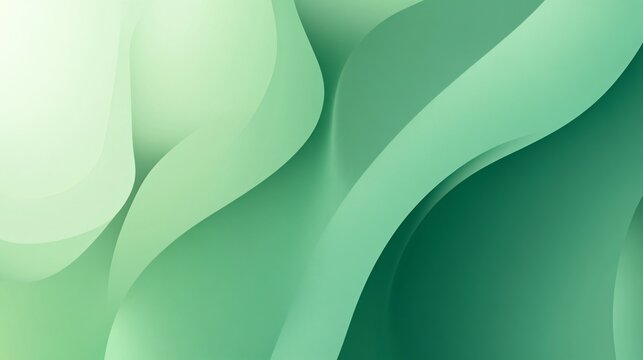 Abstract green background with wavy shapes and shadows