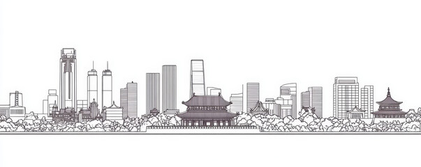 Fototapeta premium city skyline in black and white