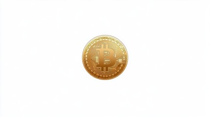 Gold coin with cryptocurrency symbol on white background. Digital currency concept.
