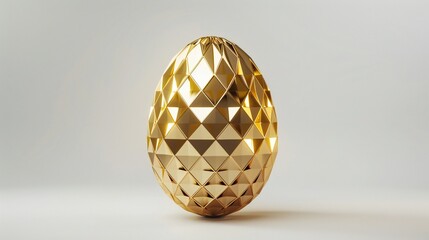 Golden Faceted Egg on Light Background PNG