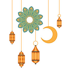 Islamic Lantern With Moon Border Decoration