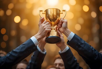 man hand holding a trophy