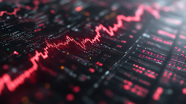 A dynamic display of financial data flows across a high-tech digital interface with glowing numbers graphs and charts representing market trends investment analysis and economic forecasting - Powered by Adobe