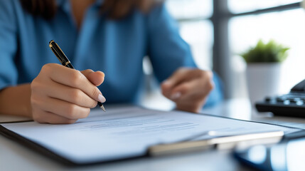 An insurance agent explaining policy terms and conditions to a female client in an office meeting. The agent holds a document and discusses the details while the client listens att