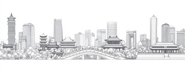 Obraz premium city skyline in black and white