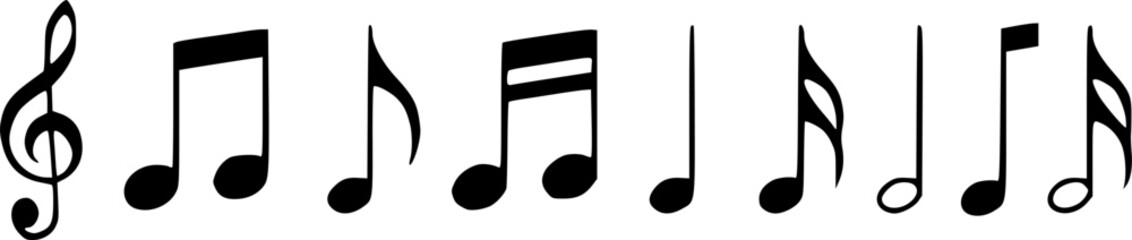 Music notes icon set. Musical key symbols.
